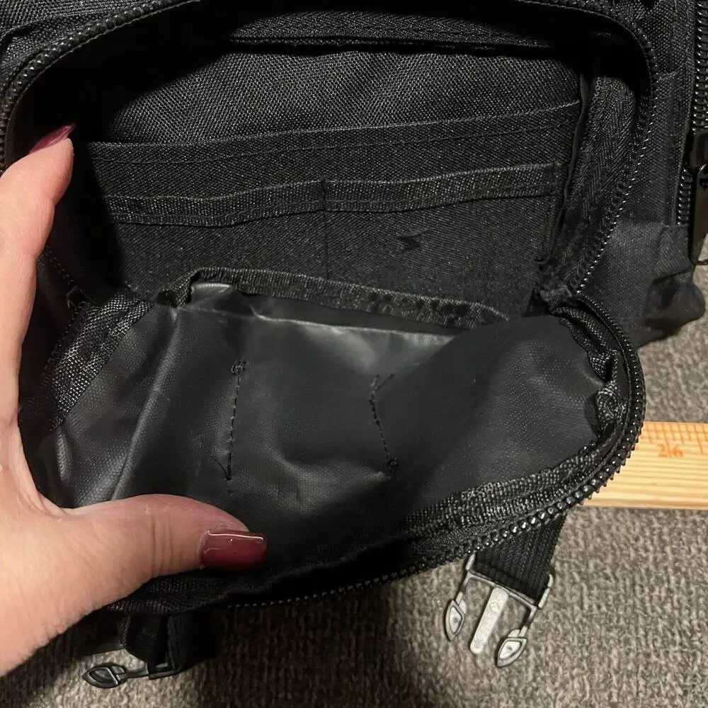 Multifunctional Canvas Camera Bag Black Waist Pack Tactical Hiking Camp Outdoor